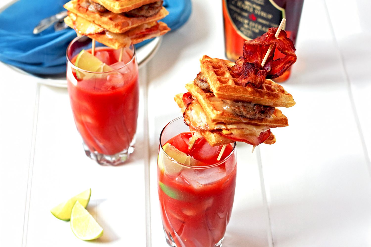 Bacon Bloody Mary with a Waffle Grilled Cheese, Jones Dairy Farm Dry Aged Bacon, Fun Bloody Mary Recipe