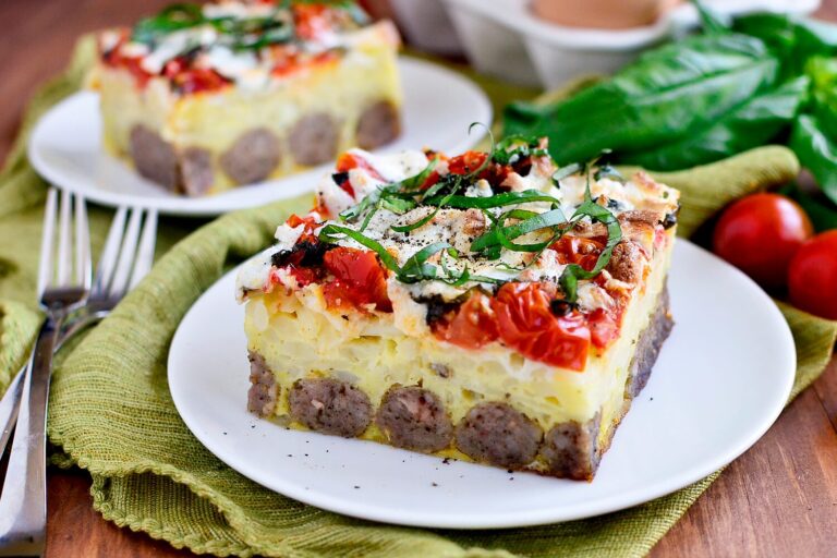 Caprese Sausage Breakfast Bake, Jones Dairy Farm Sausage, Breakfast Bake Recipe, Easy Breakfast Recipes, Weekend Brunch Recipes