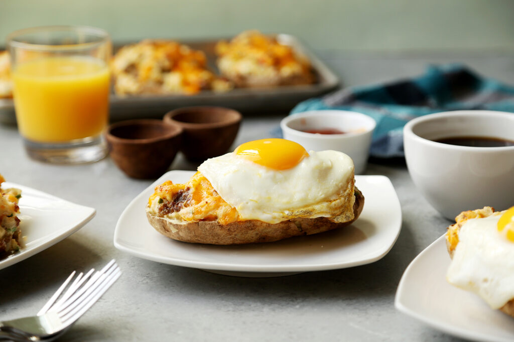 Double Stuffed Breakfast Potatoes, Jones All Natural Pork Sausage