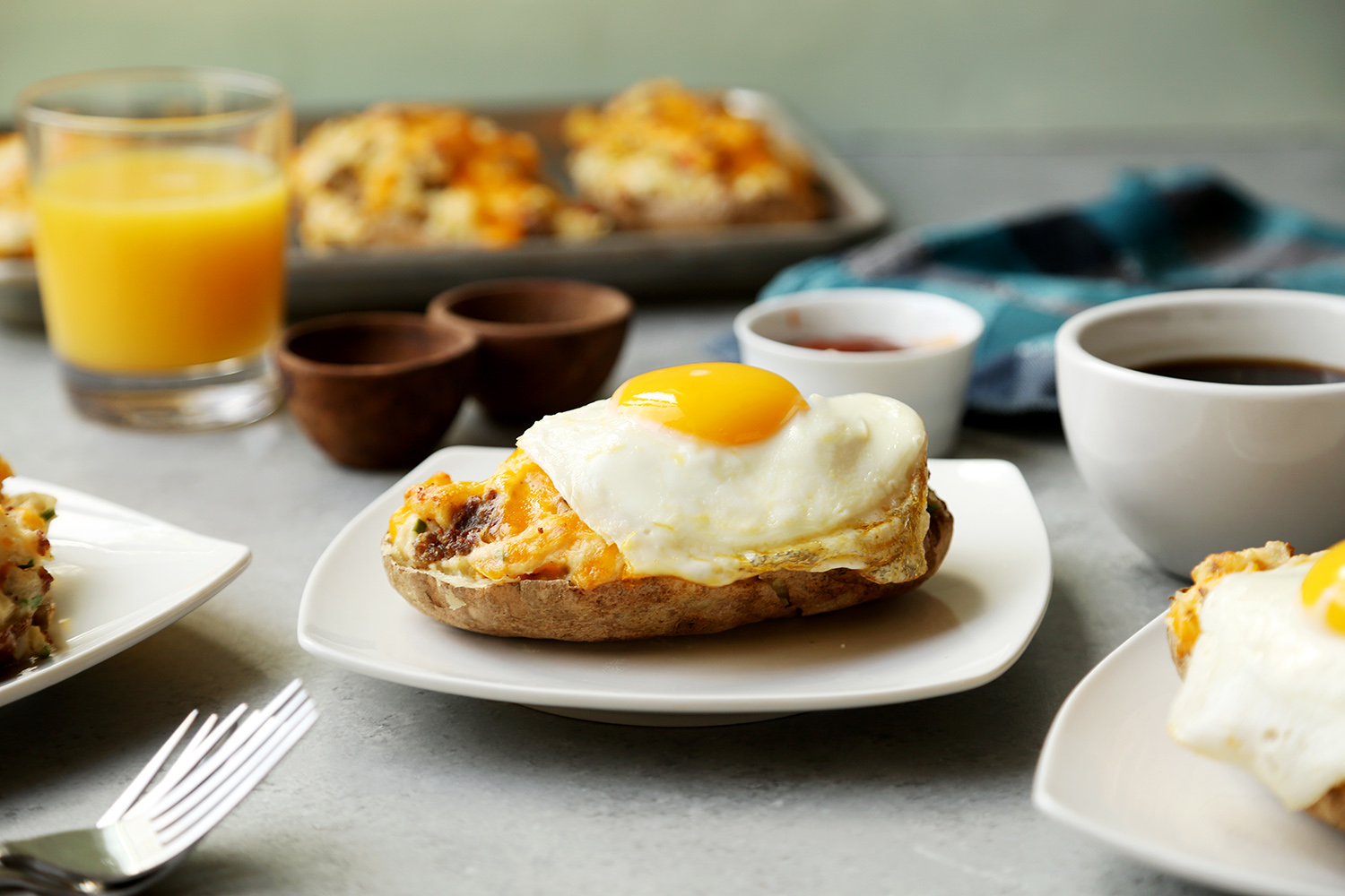 Double Stuffed Breakfast Potatoes, Jones All Natural Pork Sausage