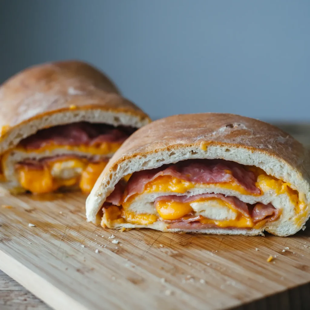 10:33 AMClaude responded: A sliced ham and cheese calzone showing layers of Jones Breakfast Ham and melted cheddar cheese inside golden baked bread dough, served on a wood cutting board.A sliced ham and cheese calzone showing layers of Jones Breakfast Ham and melted cheddar cheese inside golden baked bread dough, served on a wood cutting board.