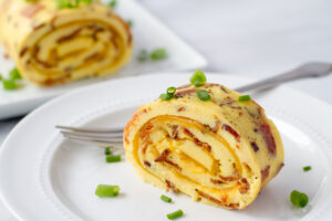 Bacon and Cheese Omelet Roll, Jones Dairy Farm Dry Aged Bacon