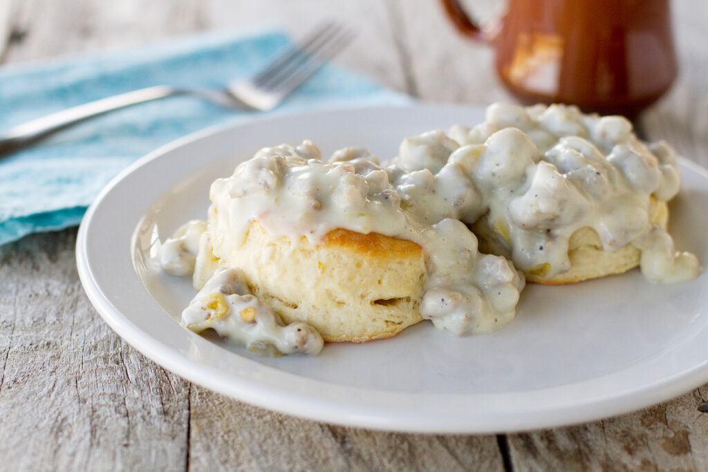 Classic Biscuits and Savory Chicken Sausage Gravy, Biscuits and Chicken Sausage Gravy
