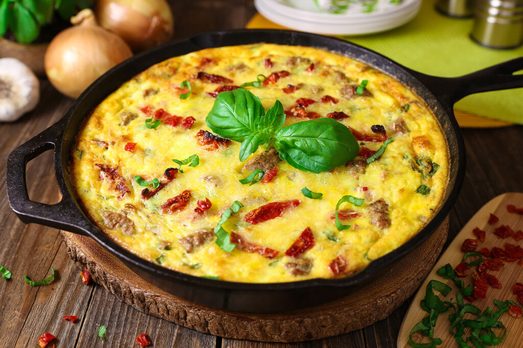 Sun-Dried Tomato & Ricotta Frittata, Jones Chicken Sausage