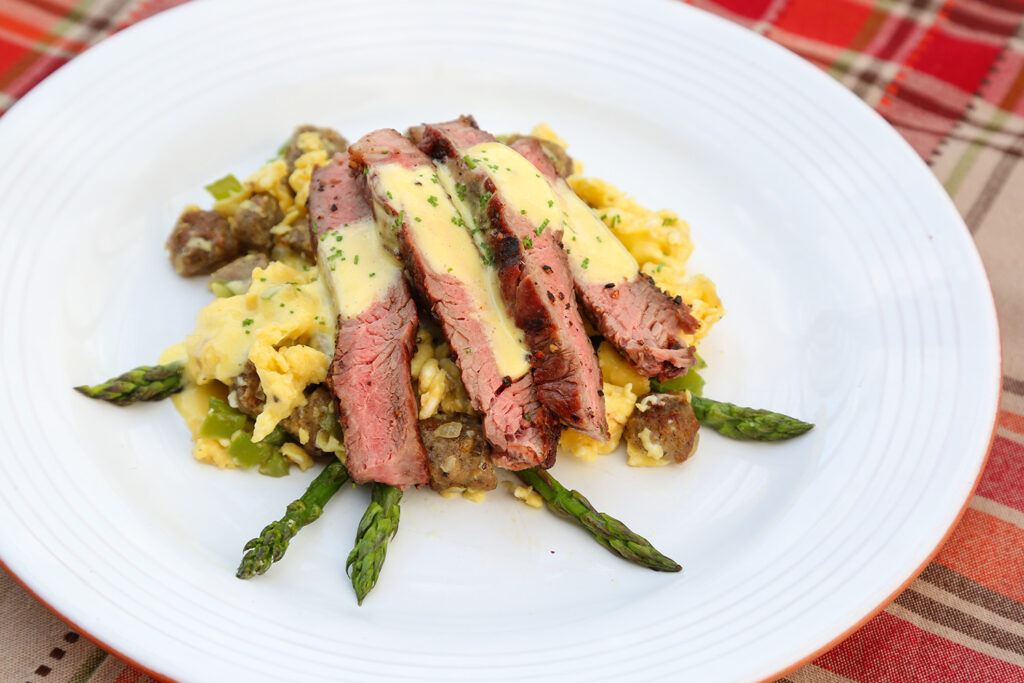 Steak & Eggs with Sausage and Hollandaise