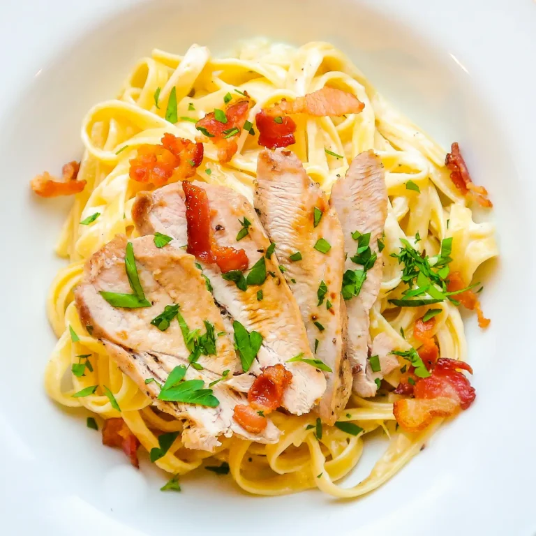 12:49 PMClaude responded: A bowl of fettuccine Alfredo topped with sliced pheasant breast, crispy Jones Dry Aged Bacon pieces, and fresh chopped parsley.A bowl of fettuccine Alfredo topped with sliced pheasant breast, crispy Jones Dry Aged Bacon pieces, and fresh chopped parsley.