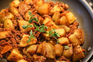 Chorizo, Venison & Bacon Hash