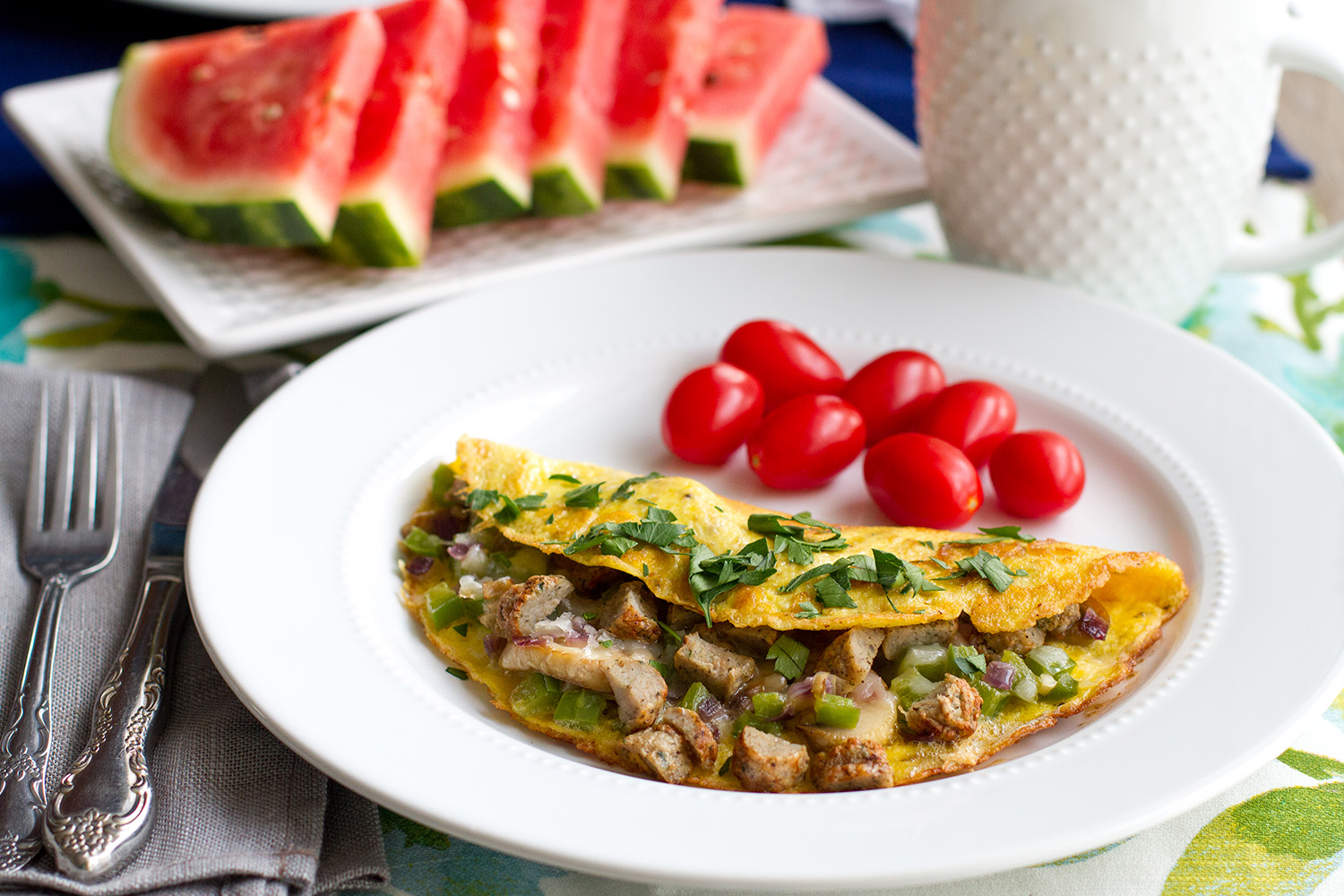 Chicken Sausage Cheesesteak Omelet | Jones Dairy Farm