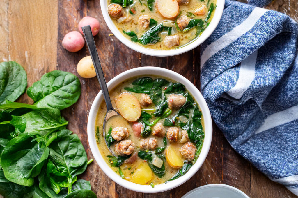 Sausage, Potato and Spinach Soup