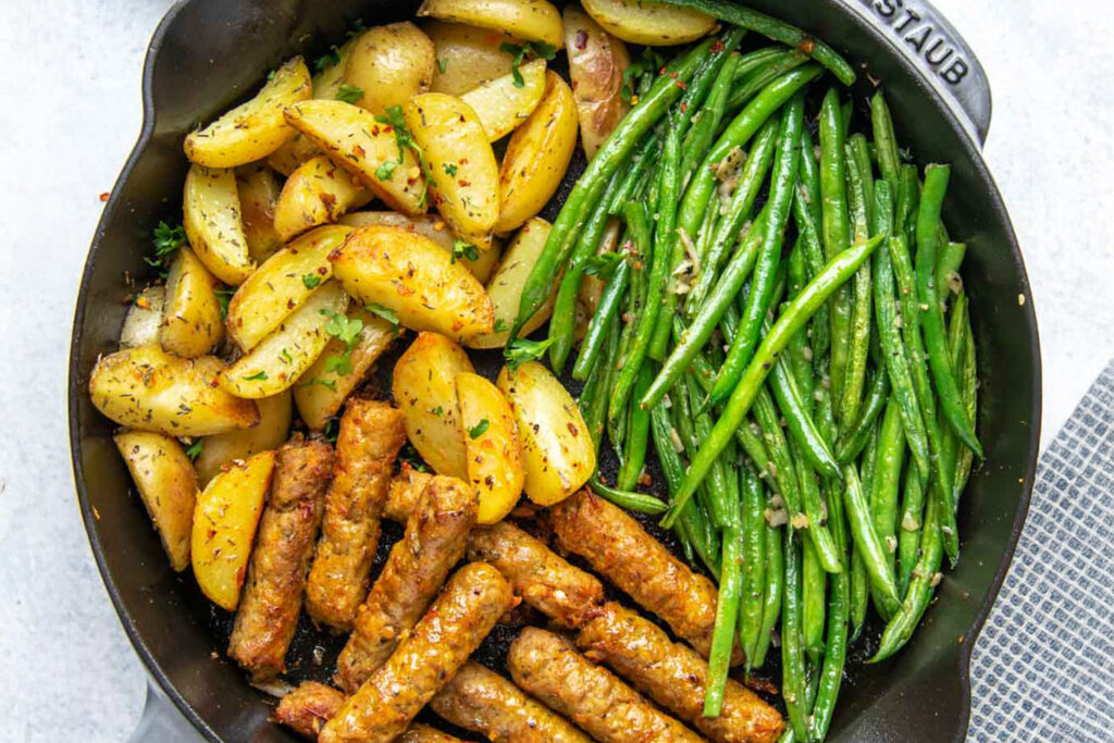 One-Pan Sausage, Green Beans & Potato Skillet