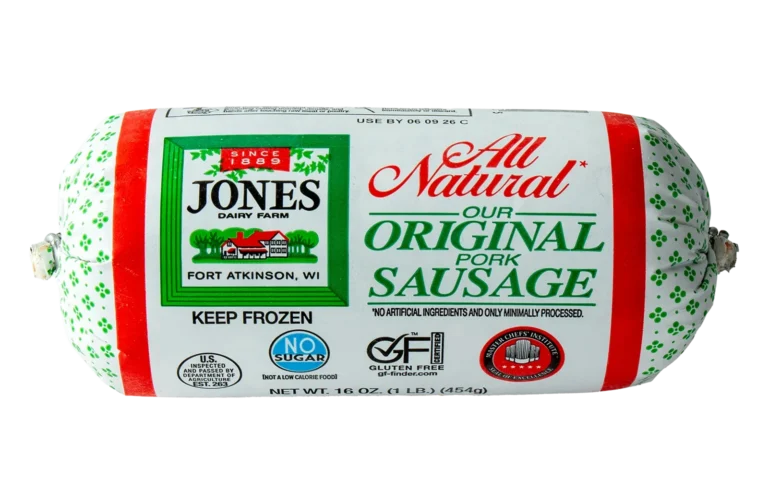 Jones Dairy Farm All Natural Original Pork Sausage Roll, 16 oz. (1 lb.) frozen chub, no sugar, Certified Gluten-Free, Master Chefs' Institute Seal of Excellence