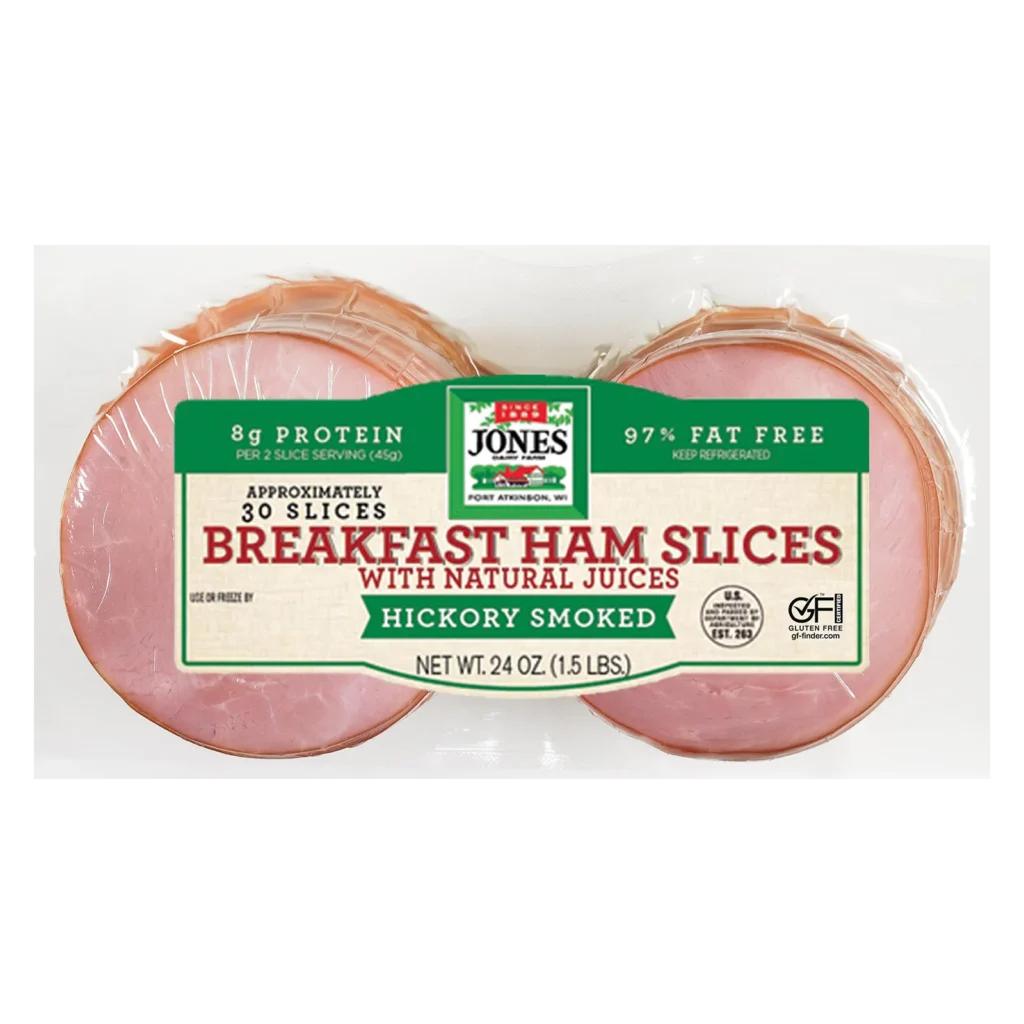 it's fine, just alt text showing the variation in package size3:15 PMClaude responded: Jones Dairy Farm Hickory Smoked Breakfast Ham Slices, 24 oz.Jones Dairy Farm Hickory Smoked Breakfast Ham Slices, 24 oz. package (1.5 lbs.) showing approximately 30 slices of ham with natural juices