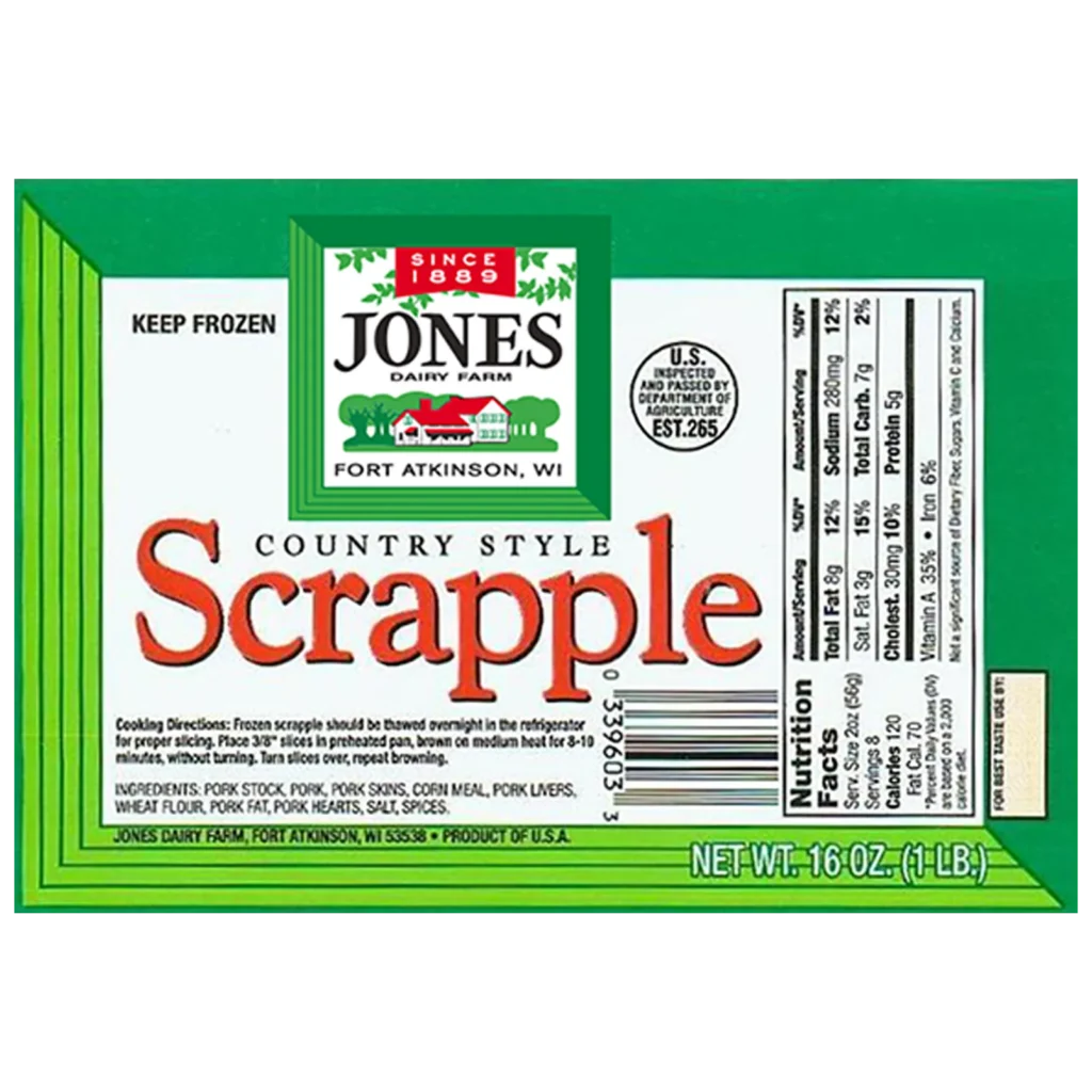 Jones Dairy Farm Country Style Scrapple, 16 oz. (1 lb.) frozen package