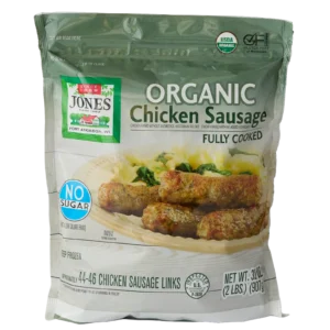 alt text, include that it's a costco bag4:57 PMClaude responded: Jones Dairy Farm Organic Chicken Sausage Links, 32 oz.Jones Dairy Farm Organic Chicken Sausage Links, 32 oz. Costco resealable bag (2 lbs., approximately 44-46 links), fully cooked, USDA Organic, no sugar, no antibiotics, vegetarian fed, Certified Gluten-Free