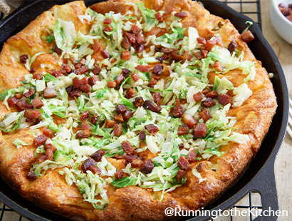 Cheddar Dutch Baby with Bacon and Brussels Sprouts