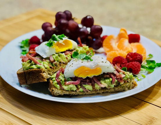 Avocado Toast with Crispy Ham Strips