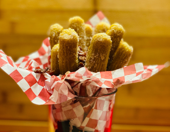 baked churros with bacon