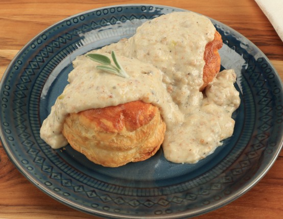 Biscuits and Scrapple Gravy