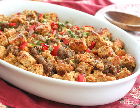 Cheddar beer bread and sausage stuffing