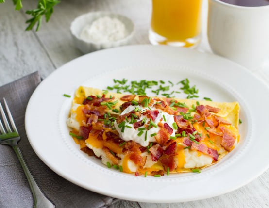 Cheesy Mashed Potato Bacon Omelet