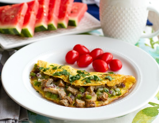 Chicken Sausage Cheesesteak Omelet