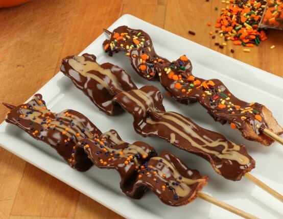Chocolate Covered Bacon Skewers