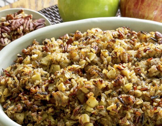 Gluten-Free Wild Rice Jones Sausage and Apple Stuffing