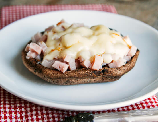 Grilled Ham and Cheese Portabella Mushroom Caps