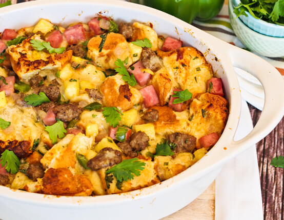 hawaiian bread stuffing with sausage and ham