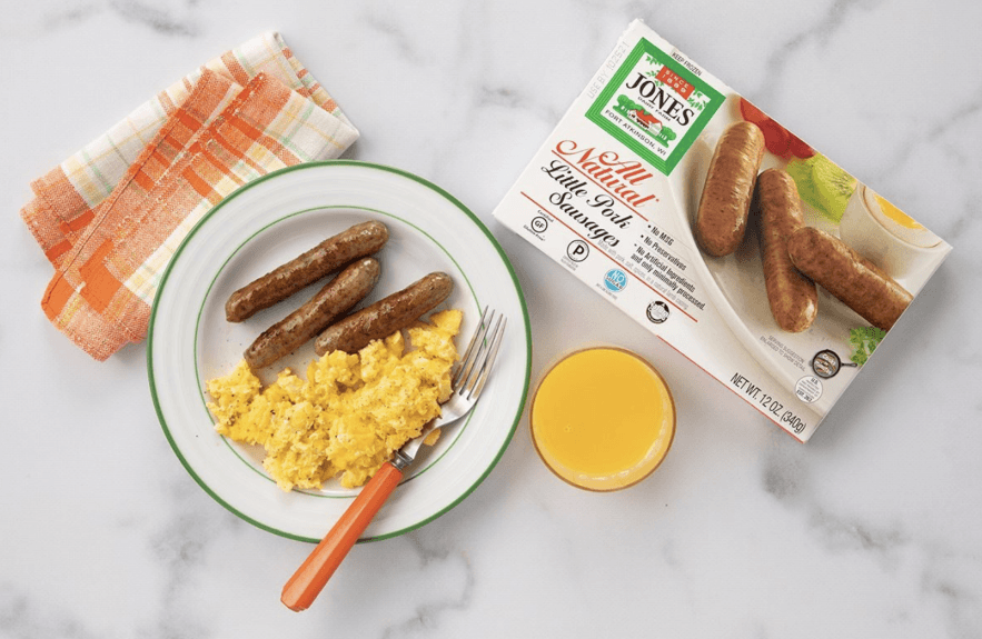 breakfast sausage on plate and in packaging