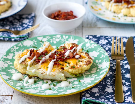 Loaded Cauliflower Steaks with Bacon