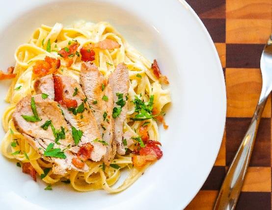 Pheasant Bacon Fettuccine Alfredo