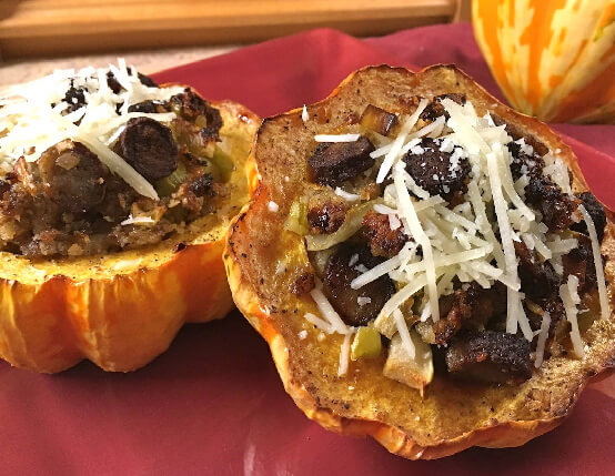 Savory Sausage Apple Stuffed Acorn Squash