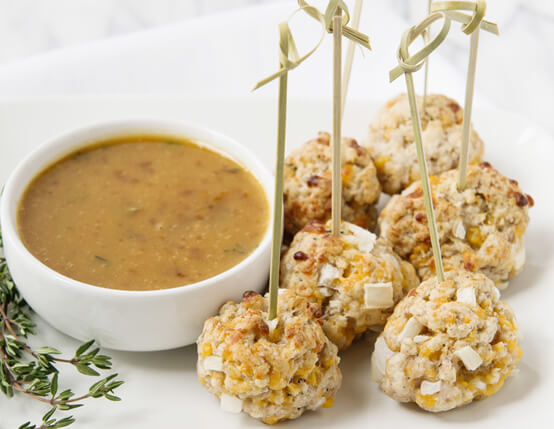 Sausage Balls with Apricot Mustard Dipping Sauce