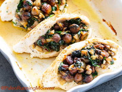 Sausage Mushroom and Spinach Stuffed Chicken