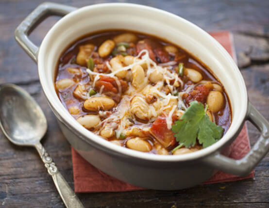 Smoky White Bean Chili with Roasted Tomato and Ham