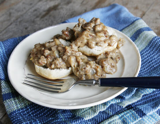 Southern Style Sausage Gravy Biscuits