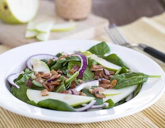 Bacon vinaigrette spinach salad