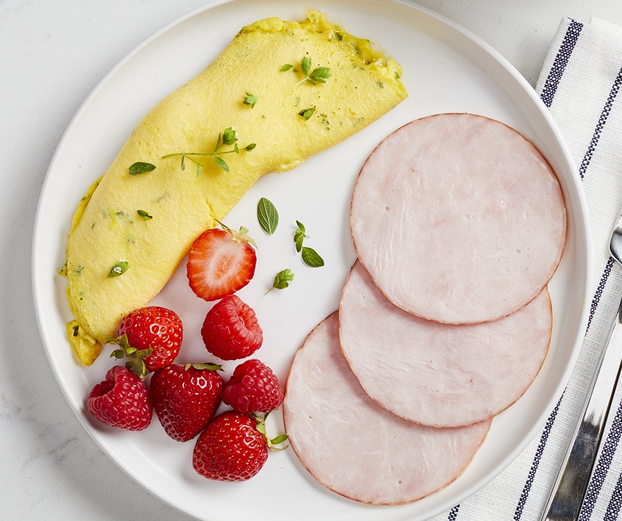 Canadian bacon breakfast plate