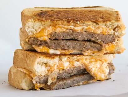 Sausage and Egg Breakfast Sandwich with Pimento Cheese