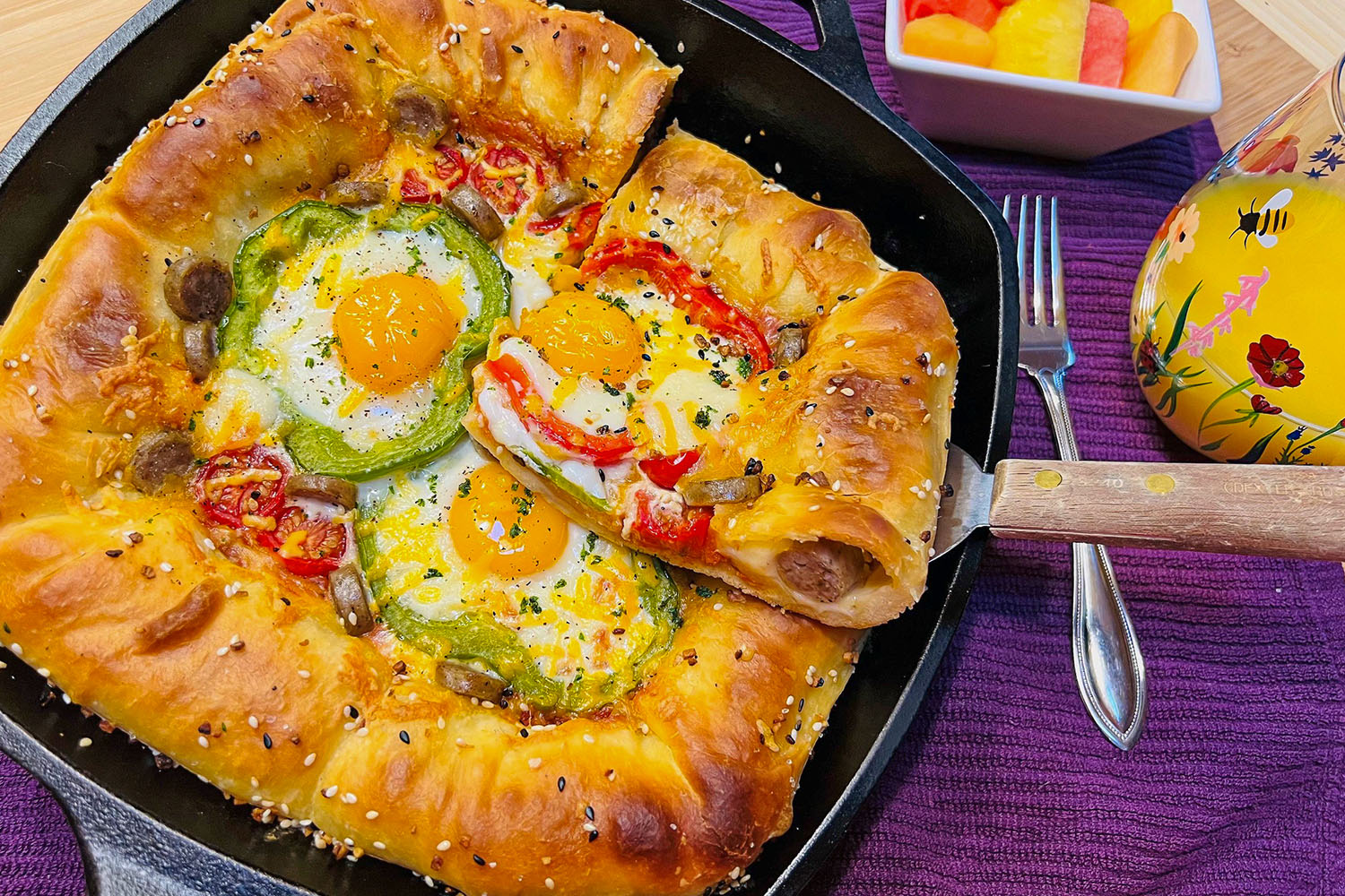 Sausage & Cheese Stuffed Crust Breakfast Pizza