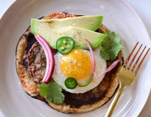 Breakfast Tostada with Jones Sausage Patties