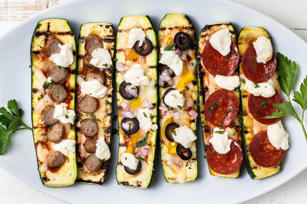 Grilled Zucchini Pizza Boats