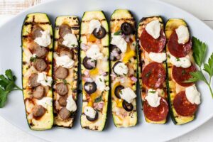 Grilled Zucchini Pizza Boats