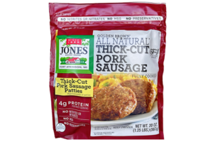 Jones Thick Cut Pork Sausage Patties Bag, All Natural Thick Cut Pork Sausage Patties, Where Can I buy Thick Cut Pork sausage patties, precooked thick cut pork sausage patties