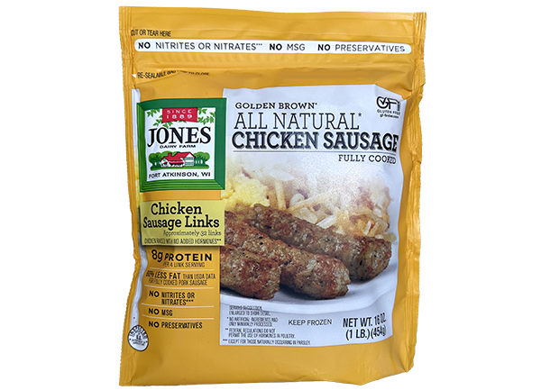 Jones Chicken Sausage Bag, All Natural Chicken Sausage, Where Can I buy Chicken sausage, precooked Chicken sausage