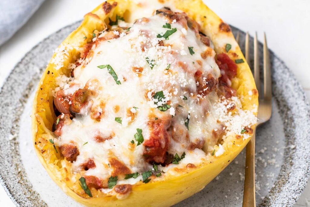 Sausage Spaghetti Squash Boats