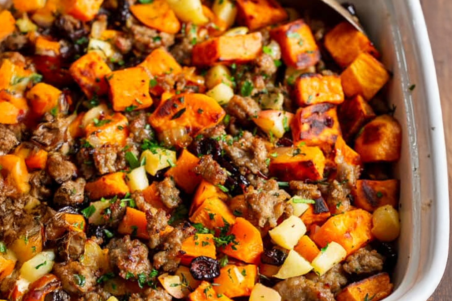 Sweet Potato Stuffing with Sausage, Whole30 Stuffing, Paleo Stuffing Recipe
