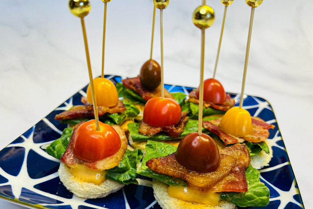 BLT Appetizer Minis, Bacon Lettuce Tomato Appetizer, Jones Dry Aged Bacon