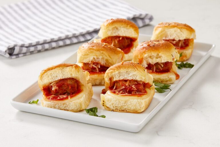 Easy Cheesy Meatball Sliders, pork meatballs, fully cooked meatballs, jones meatballs, jones dairy farm pork meatballs